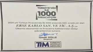 Erse Kablo İlk 1000 İhracatçı Firma Arasında Yükseliyor